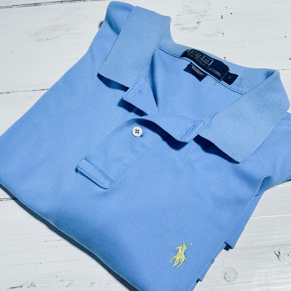 Polo Ralph Lauren Mens Blue Cotton Classic Fit Pony Logo‎ Polo Shirt L